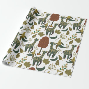 Giraffe seamless pattern   colorful floral pattern wrapping paper