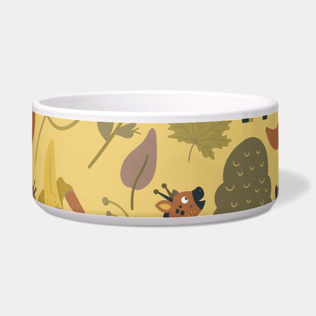 Giraffe seamless pattern yellow background bowl (Front)