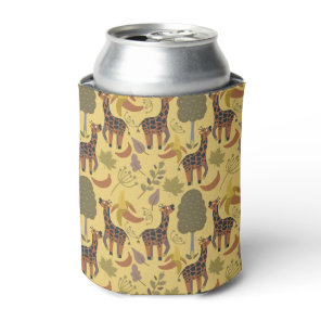 Giraffe seamless pattern yellow background can cooler