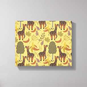 Giraffe seamless pattern yellow background canvas print