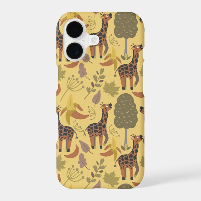 Giraffe seamless pattern yellow background iphone case (Back)