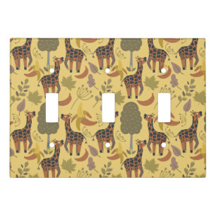 Giraffe seamless pattern yellow background light switch cover