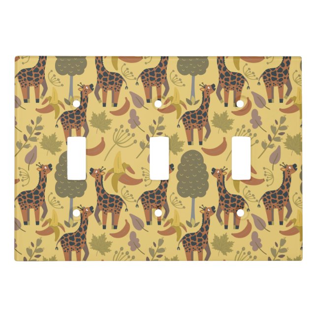 Giraffe seamless pattern yellow background light switch cover (Front)