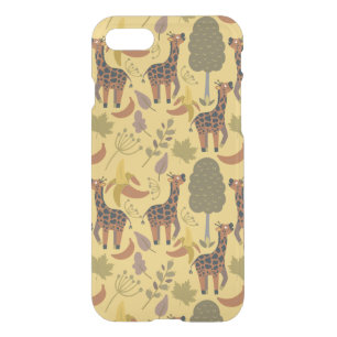 Giraffe seamless pattern yellow background iPhone SE/8/7 case