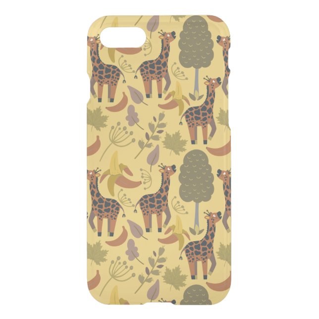 Giraffe seamless pattern yellow background uncommon iPhone case (Back)