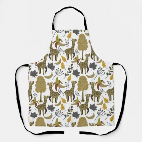 Giraffe seamless pattern yellow white tall apron