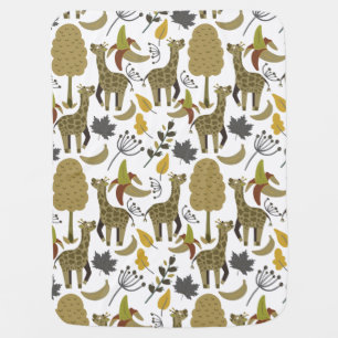 Giraffe seamless pattern yellow white tall baby blanket