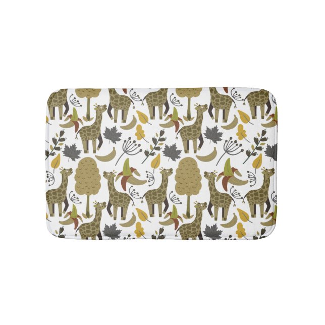 Giraffe seamless pattern yellow white tall bath mat (Front)