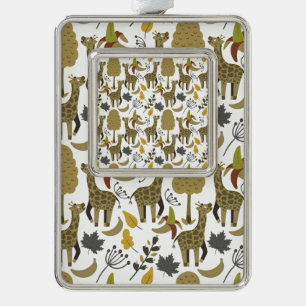 Giraffe seamless pattern yellow white tall christmas ornament