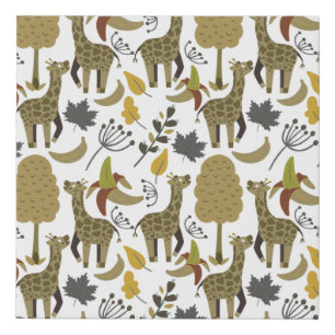 Giraffe seamless pattern yellow white tall faux canvas print