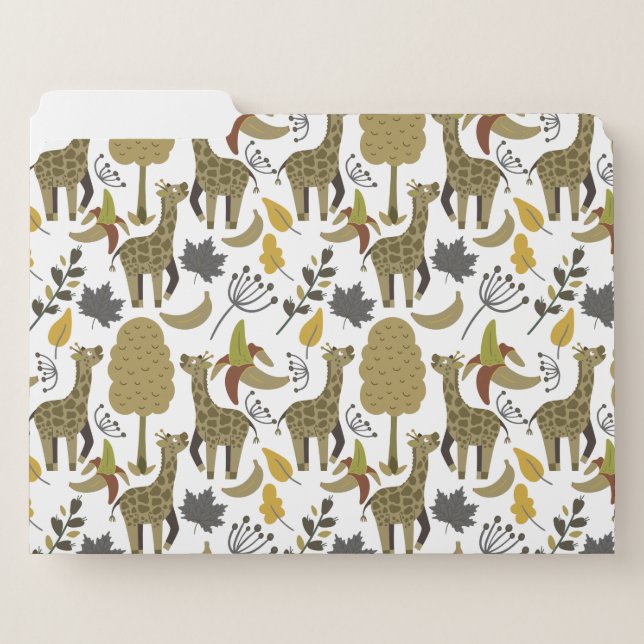 Giraffe seamless pattern yellow white tall file folder (Front Left)