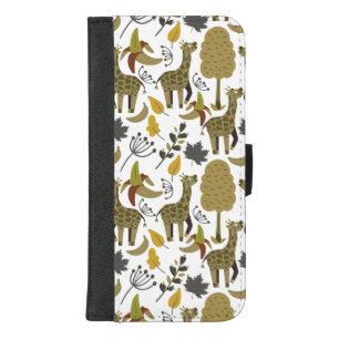 Giraffe seamless pattern yellow white tall iPhone 8/7 plus wallet case