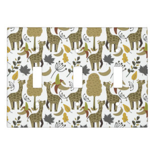 Giraffe seamless pattern yellow white tall light switch cover