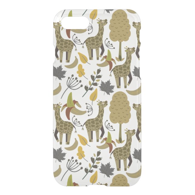 Giraffe seamless pattern yellow white tall uncommon iPhone case (Back)