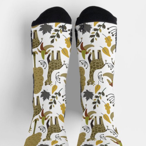 Giraffe seamless pattern yellow white tall wrappin socks