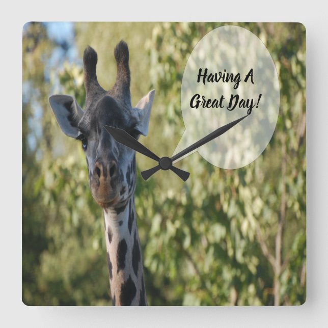Giraffe Shower  Square Wall Clock (Front)