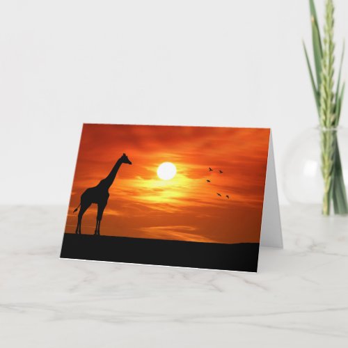 Giraffe Silhouette at Sunset Card
