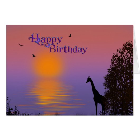 giraffe silhouette birthday cards (Front Horizontal)