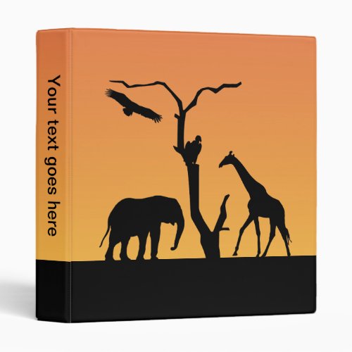 Giraffe silhouette sunset photo album binder