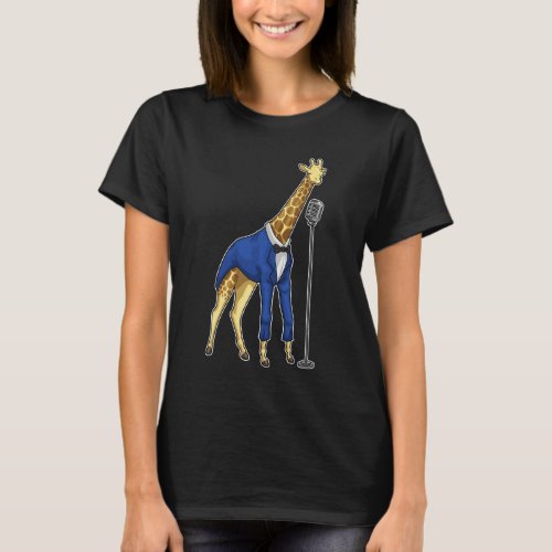 Giraffe Singer Microphone Music T_Shirt