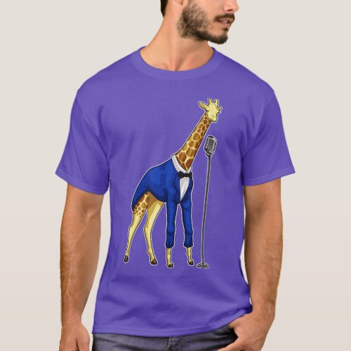 Giraffe Singer Microphone Music T_Shirt