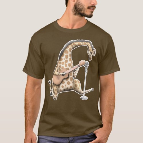 Giraffe Singing Guitar Player Musician  3  T_Shirt