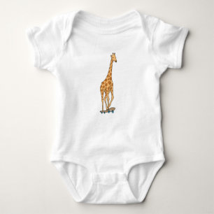 Giraffe Skater Skateboard Baby Bodysuit
