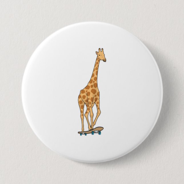 Giraffe Skater Skateboard Button (Front)