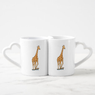 Giraffe Skater Skateboard Coffee Mug Set