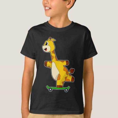 Giraffe Skater Skateboard T_Shirt