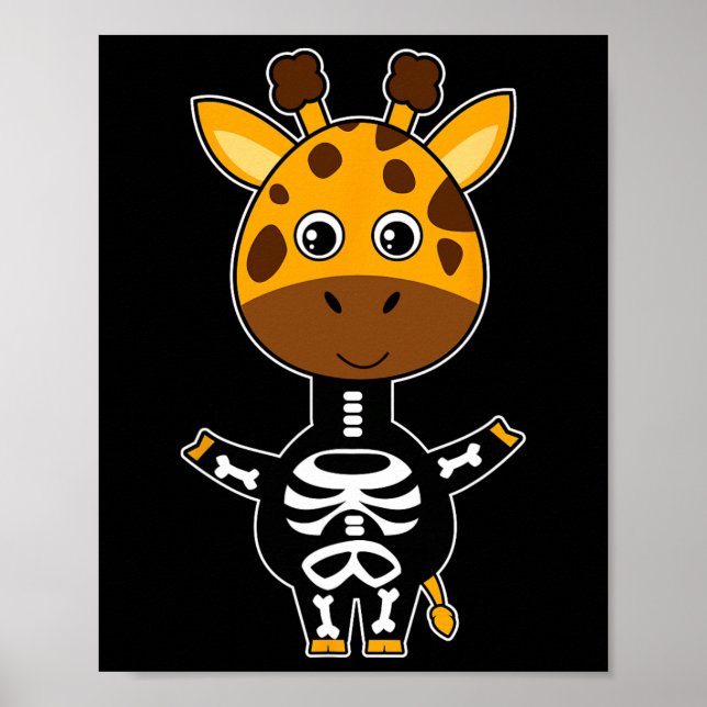 Giraffe Skeleton Xray Costume Cute Easy Halloween  Poster (Front)