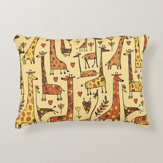 Giraffe Sketch, Fun Seamless Design. Accent Pillow (Front)