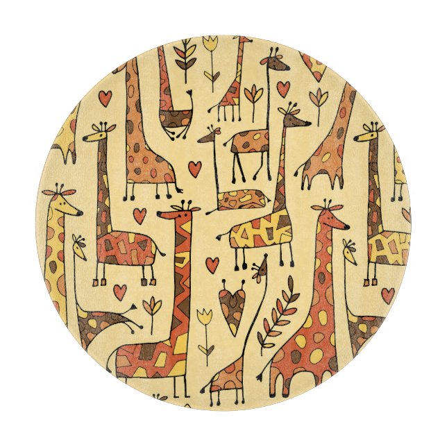Giraffe Sketch, Fun Seamless Design. Cutting Board (Front)
