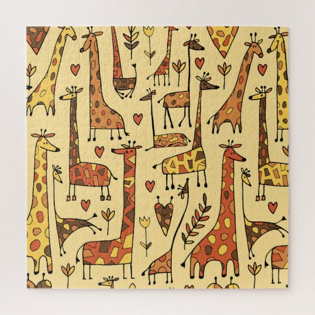 Giraffe Sketch, Fun Seamless Design. Jigsaw Puzzle (Vertical)