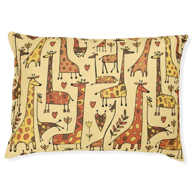 Giraffe Sketch, Fun Seamless Design. Pet Bed (Front)