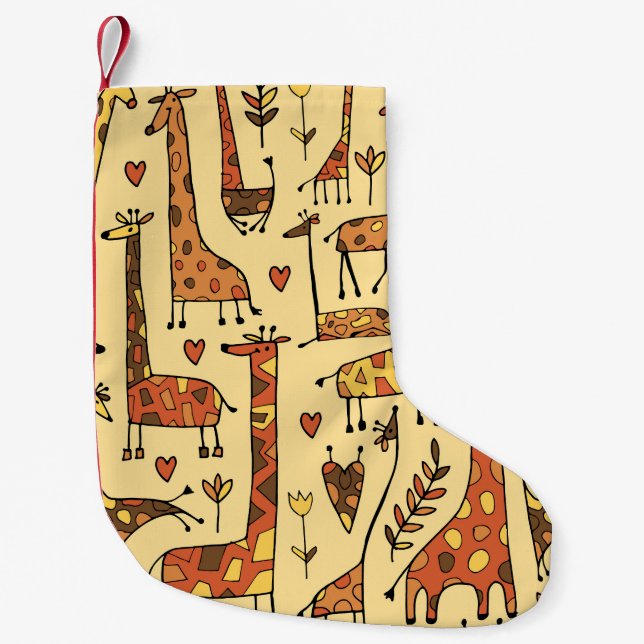 Giraffe Sketch, Fun Seamless Design. Small Christmas Stocking (Front)