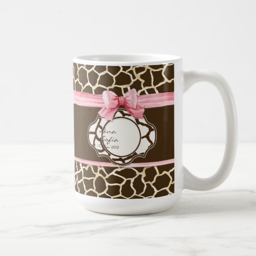 Giraffe Skin Pattern Ribbon n Bow Baby Girl Photo Coffee Mug