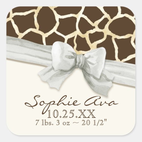 Giraffe Skin Pattern Ribbon n Bow Baby Girl Seals