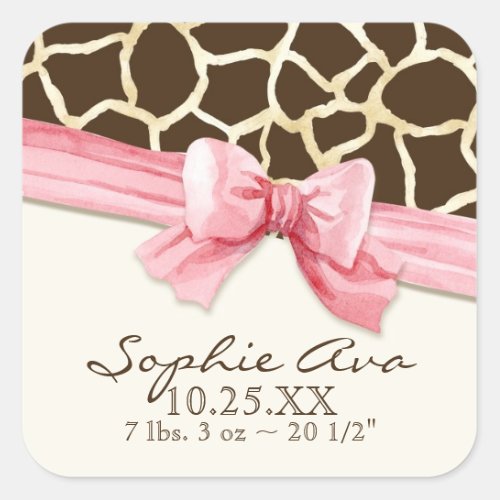 Giraffe Skin Pattern Ribbon n Bow Baby Girl Seals