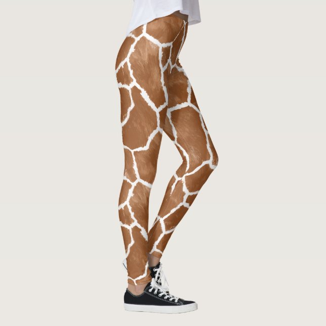 Giraffe Skin Pattern Saddle Brown ID1152 Leggings (Right)