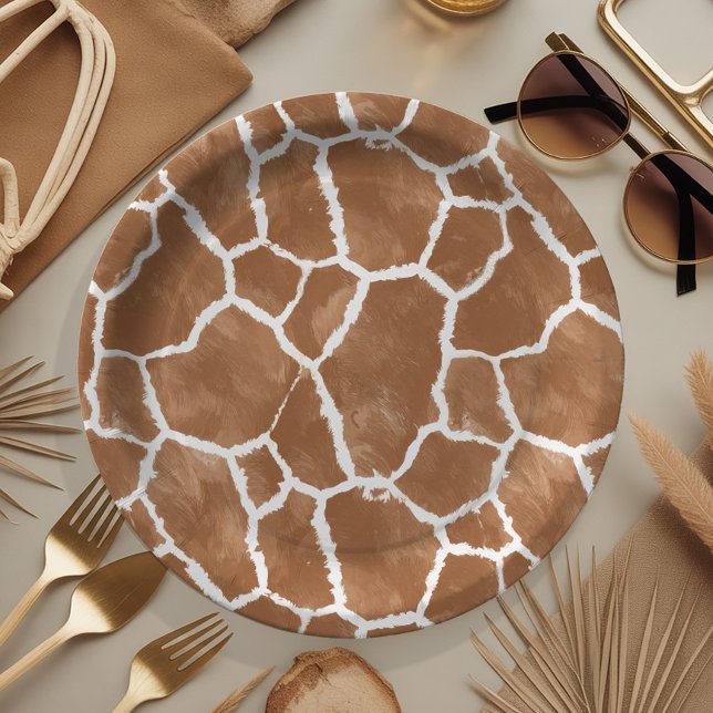 Giraffe Skin Pattern Saddle Brown ID1152 Paper Plates (Creator Uploaded)