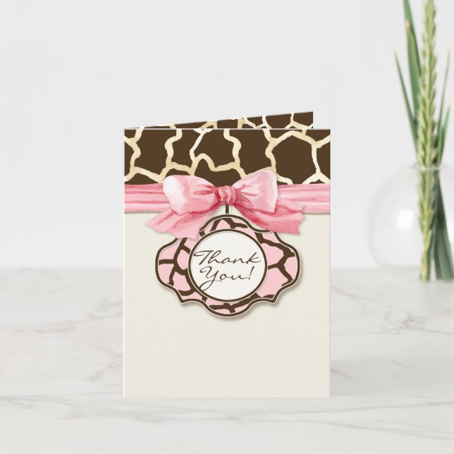 Giraffe Skin Pattern Thank You Baby Girl Photo (Front)