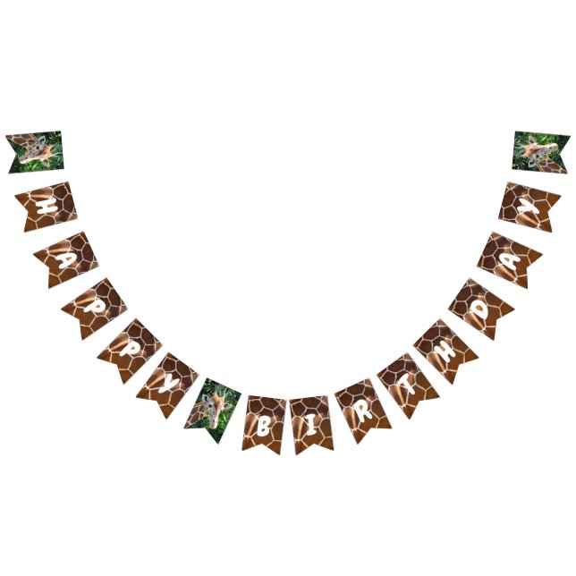 Giraffe & Skin Print Happy Birthday Bunting Flag (All)