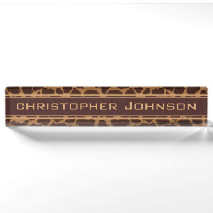 Giraffe Skin Print Pattern Personalize Desk Name Plate