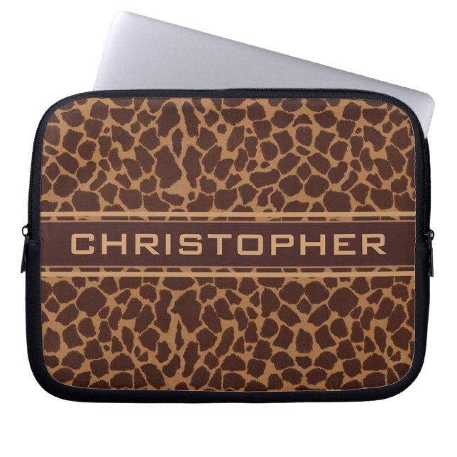 Giraffe Skin Print Pattern Personalize Laptop Sleeve (Front)