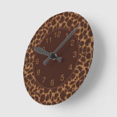 Giraffe Skin Print Pattern Round Clock (Angle)