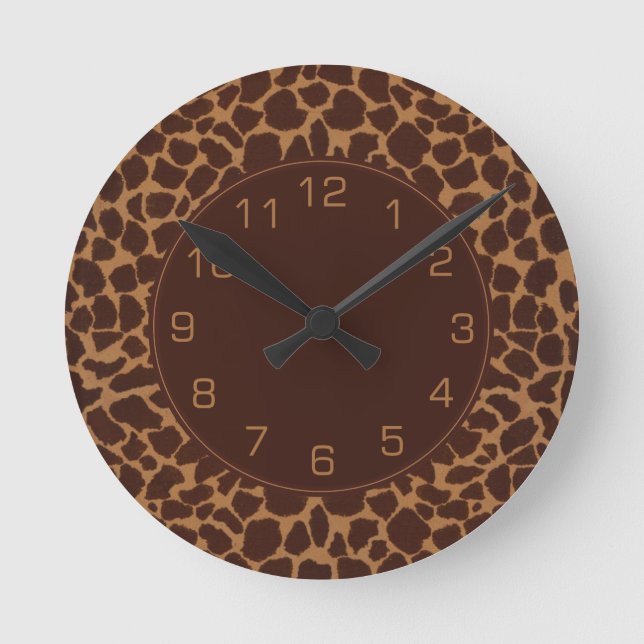 Giraffe Skin Print Pattern Round Clock (Front)