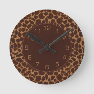 Giraffe Skin Print Pattern Round Clock