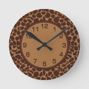 Giraffe Skin Print Pattern Round Clock