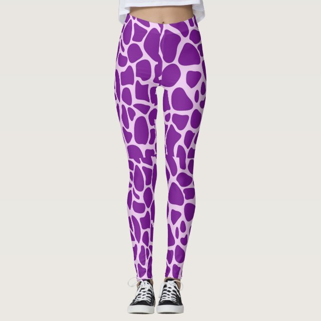 Giraffe Skin Purple Texture-23324 Leggings (Front)